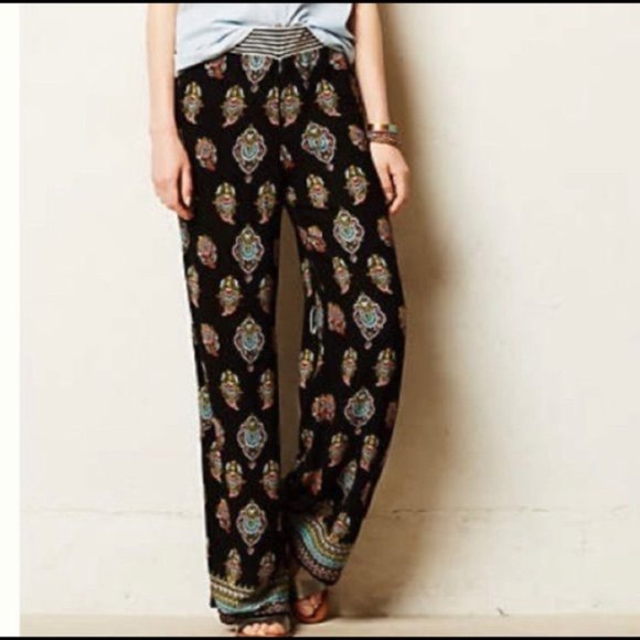Anthropologie Lilka Black Boho Paisley 